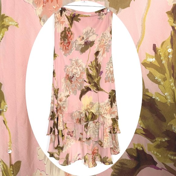 Paradise NY BOHO Cottagecore Romantic Floral Beaded Maxi Skirt Sz S - Picture 2 of 16